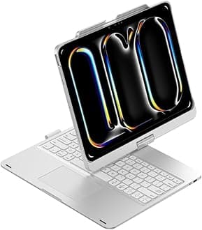 360ยฐ Rotatable Keyboard Compatible with iPad Pro 13 inch M4 Backlit Keyboard Case with Touchpad and 7 Color Backlight Foldable 360 Rotating,Silver