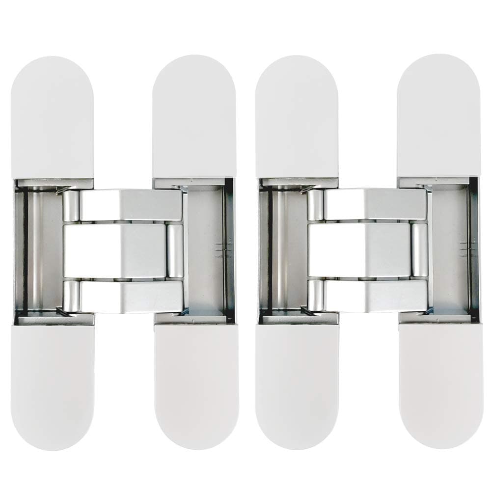 AlamicInvisible Hinges Concealed Door Hinge Heavy Duty Hidden Hinge Up to 132lbs 3-D Adjustable - Silver -1 Pair