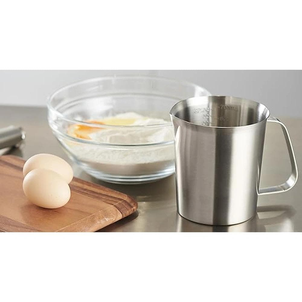 CURTA 18/8 Stainless Steel Measuring Cup with Handle and Pour Lip, Metal Pitcher with Oz and ML marking, 24OZ/700ML- 3 Cup), Heavy-Duty Pitcher