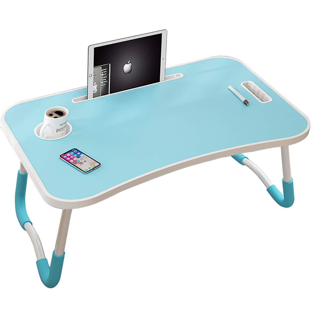 Aitmexcn Foldable Laptop Table, Portable Standing Bed Desk for Couch Floor (B-Sky Blue)