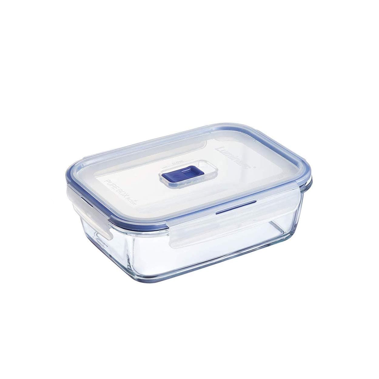 Luminarc Pure Box Active Glass Food Storage Container with Sliding Vent Lid (Rect 3.4 Cups / 800ML)
