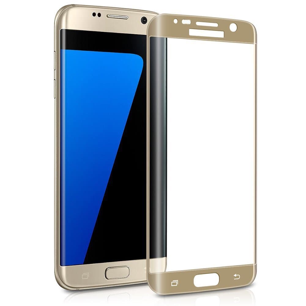 MuStone S7 Edge Tempered Glass Screen Protector, S7 Edge 3D Curved Tempered Glass Screen Protectors Full Screen Coverage Easy-Install Bubble-Free compatible for Galaxy S7 Edge (Gold)