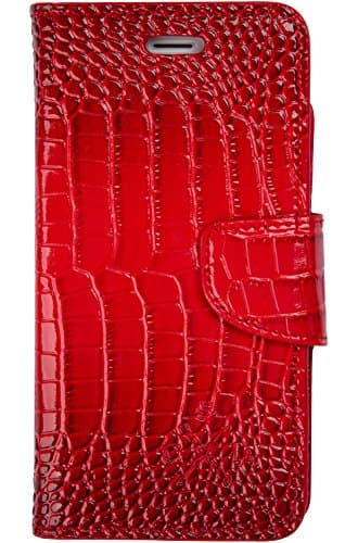 candywirez Case Study Vegan Leather Wallet with Detachable iPhone 6 Plus/6s Plus Case - Patent Red Crocodile