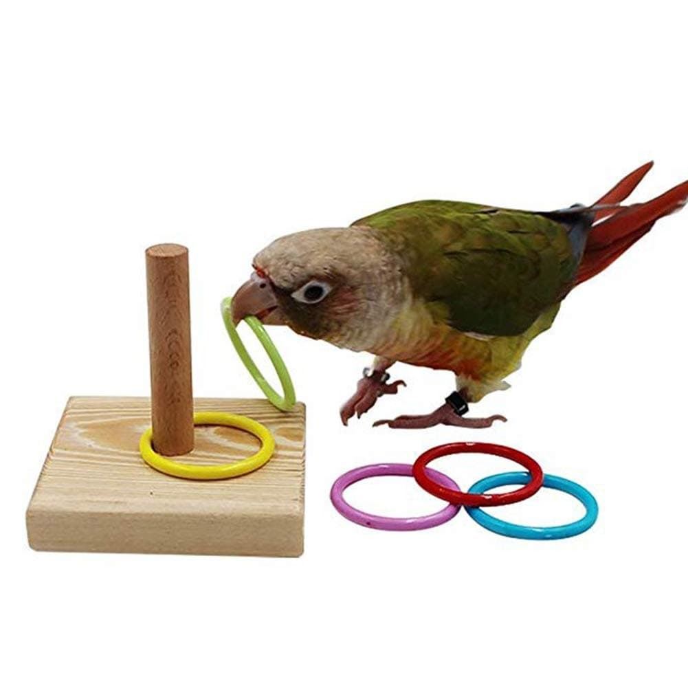 Keer Bird Parrot Wooden Platform Plastic Ring Intelligence Training Toy for Budgie Parakeet Cockatiel Conure Lovebird Finch Canary Macaw African Grey Cockatoo Amazon Eclectus Cage