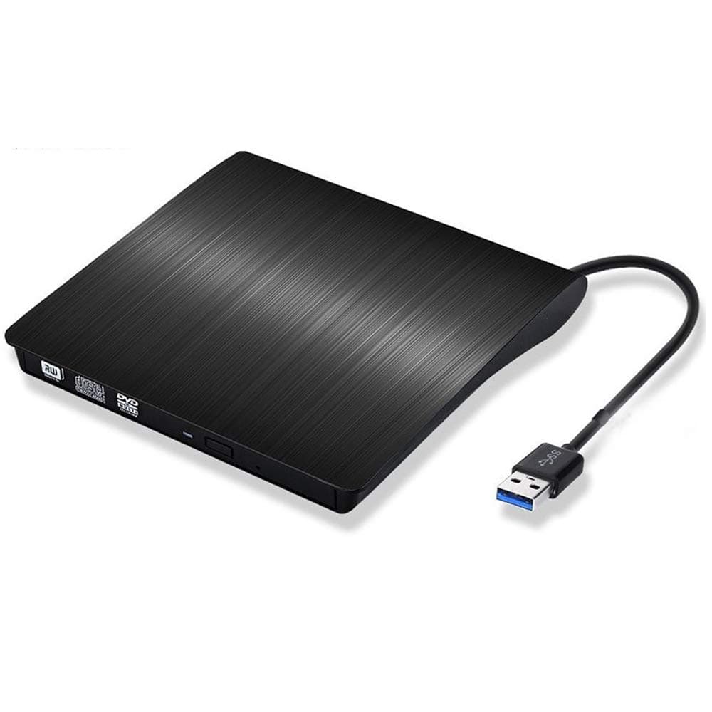 External DVD Drive, USB 3.0 External CD Drive, CD/DVD-RW Drive, CD-RW Re-Writer Burner Super-Drive High Speed Data Transfer Notebook PC Computer Support Windows 7, 8, 10, Mac OSX (Black)