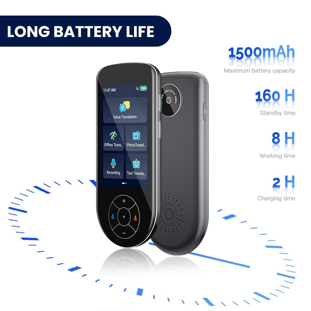 Language Translator Device No WiFi Needed 2025 Voice Translation Device with 137 Languages 3.5" HD Translator Device Online/Offline/Photo/Text Translation for Travel Business(Grey Black)