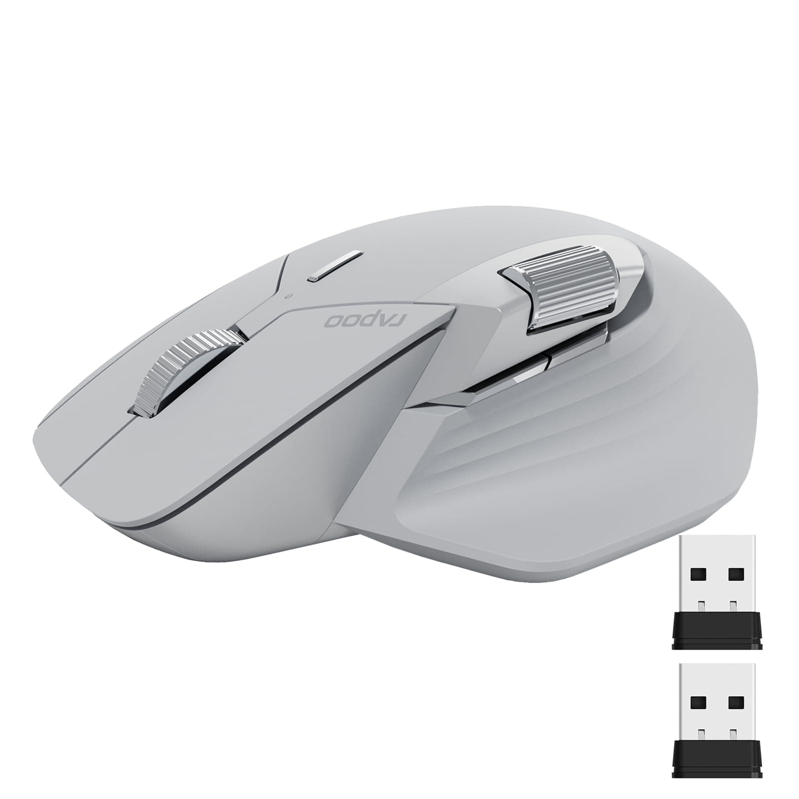 MT760Mini Bluetooth Wireless Mouse - Bluetooth 5.0 and 2.4GHz Multi-Mode Connection, Support 4 Devices, M+ Cross Computer Technology, 11 Programmable Buttons,Light Grey