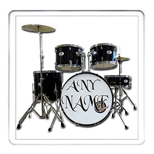 YOUR NAME HERE PERSONALISED DRUMMER GIFT COASTER BLACK. Personalised Drum Kit Drummer Music Rock Band Novelty Gift coaster