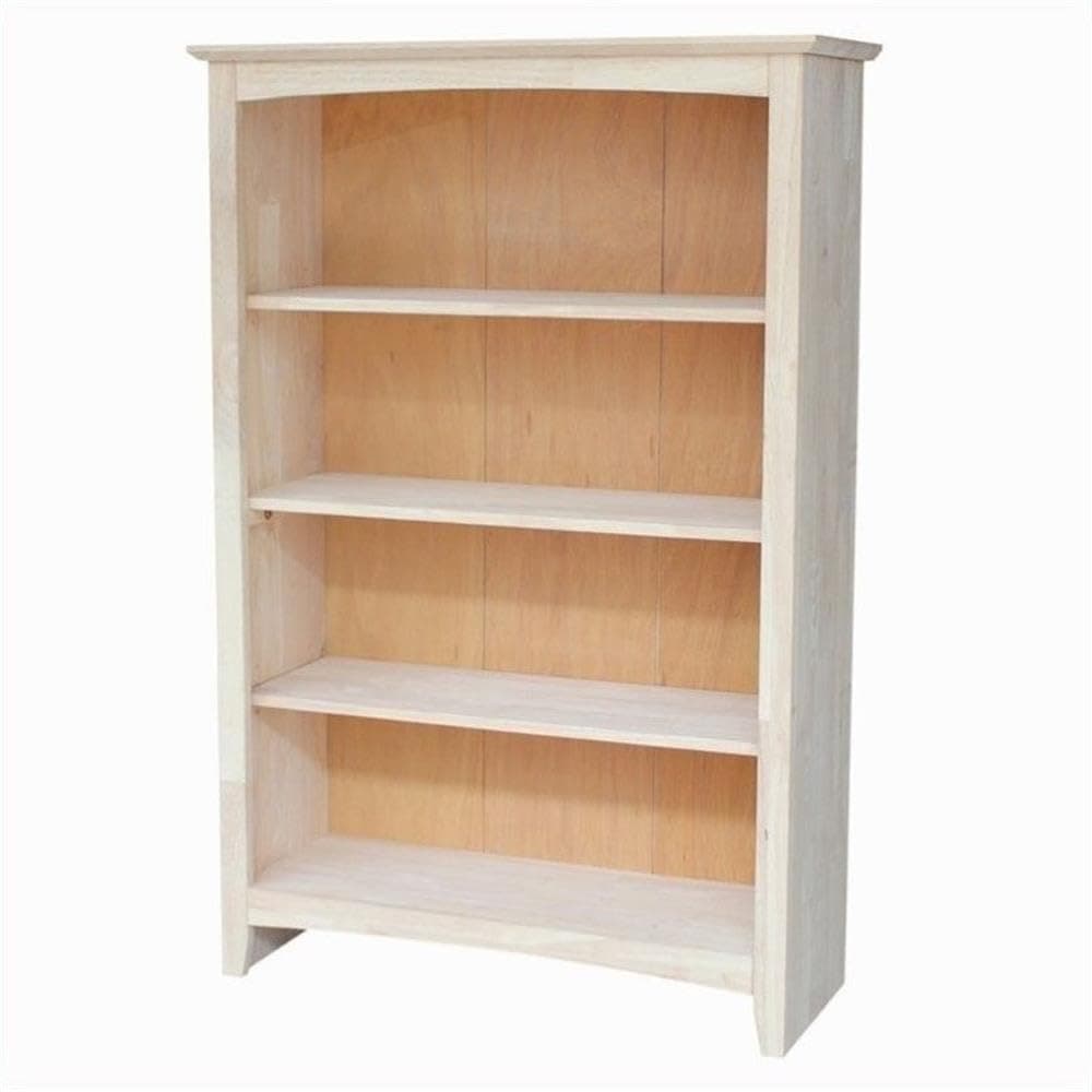 International Concepts Shaker Bookcase, 48-Inch High, Solid Parawood, Unfinished