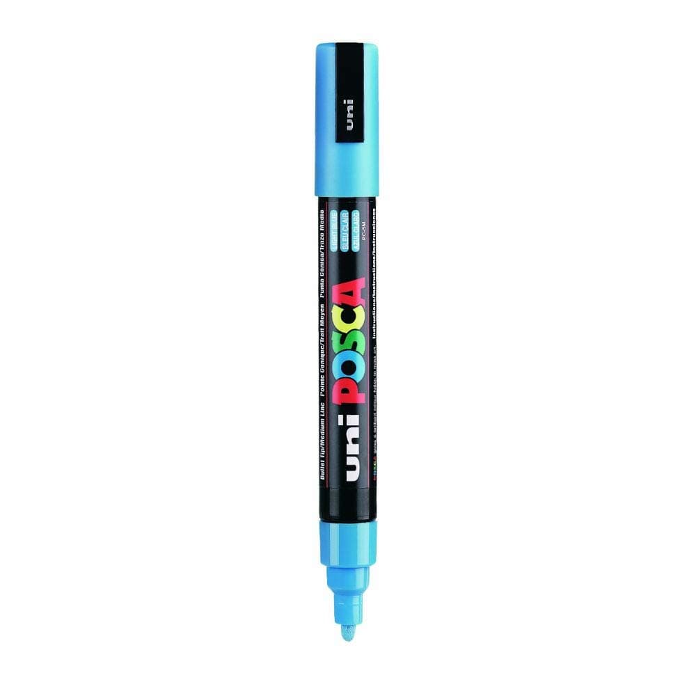 uni-ball Posca 5M 1.8 mm -2.5 mm Bullet Shaped Marker Pen, Light Blue Ink, Pack of 1