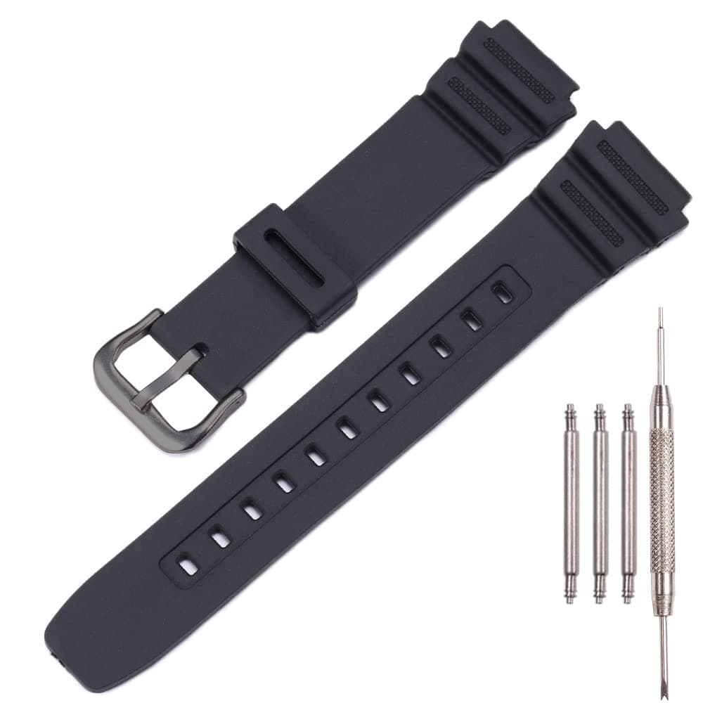 Resin Strap Compatible with Casio AE-1300 AE-1200 F-108 W-216H AE-1000w SGW-300H AQ-S800W W-800H Men's Watch Band Sport Waterproof Silicone Replacement Bracelet
