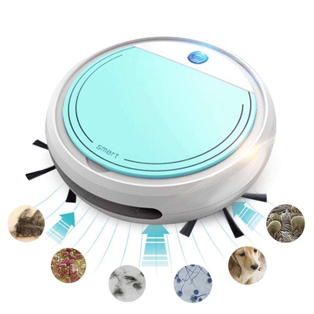 3 in 1 Robot Vacuum Cleaner, 2020 New Upgrade Automatic Smart Robotic Mopping Cleaner, Strong Suction, Anti-Collision, Anti-drop, USB Household Floor Sweeper for Pet Hair, Carpet, Hard Floor (Blue)