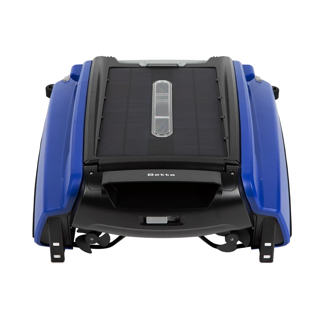 Betta SE Solar Powered Automatic Robotic Pool Surface Skimmer Cleaner with 24/7 Continuous Cleaning Battery Power and Re-Engineered Twin Salt Chlorine Tolerant Motors (Blue)