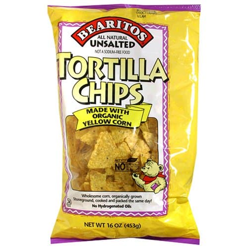 Bearitos Yellow Corn Tortilla Chips, Unsalted, 16 Ounce (Pack of 12)