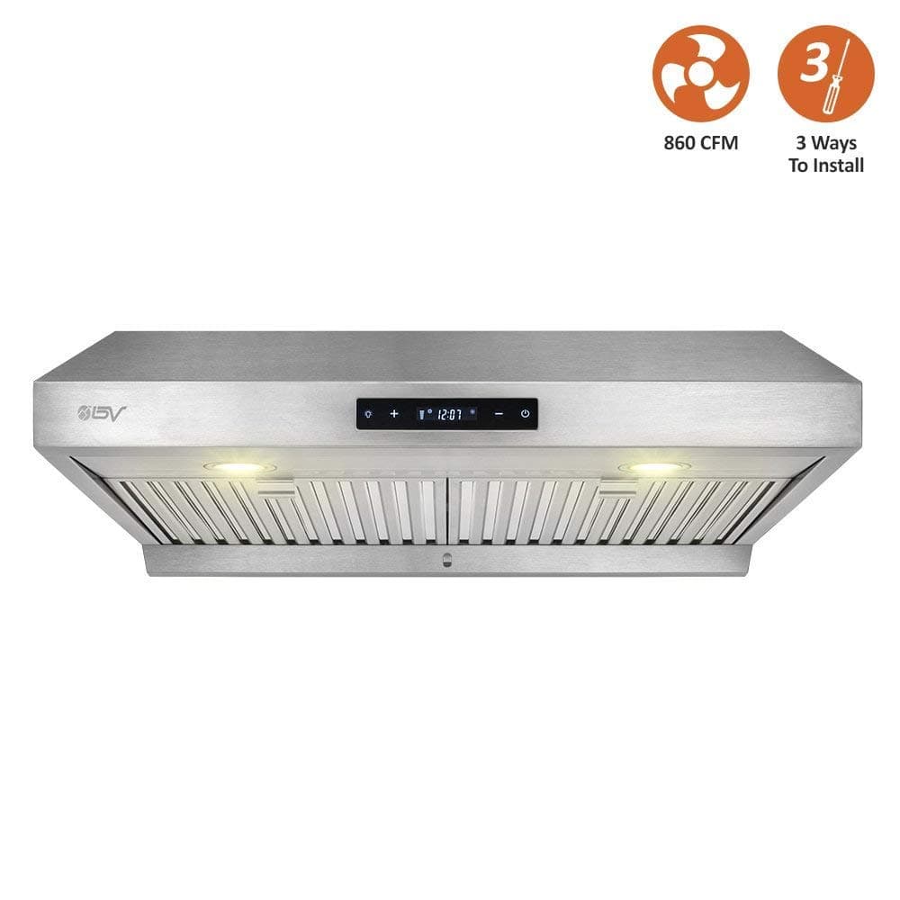 BV 30 Inch 750 CFM Touch Screen Under Cabinet Stainless Steel Range, Dishwasher Safe Baffle Filters w/LED Lights, 3 Way Installation Ducted Kitchen Exhaust Fan Hood