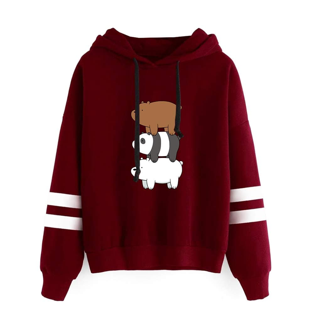 Yhkjkjiswv We Bare Bears Pullover Leisure Cozy Hooded Pullover Printed Hooded Sweatshirt Classic Sweater Unisex