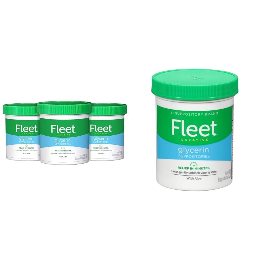 Laxative Glycerin Suppositories for Constipation, 50 Count, 3 Pack and 1 Jar Aloe Vera, 50 Count