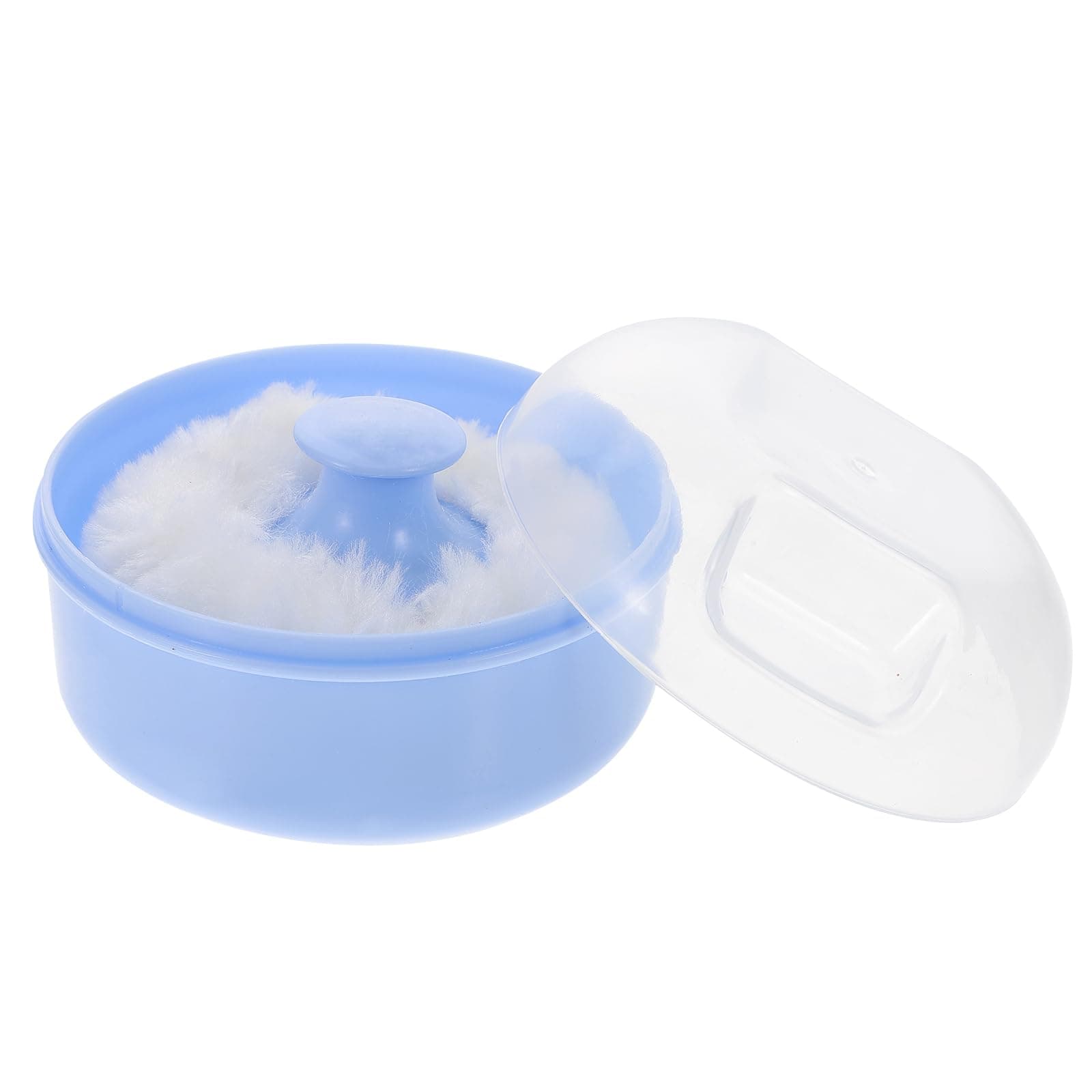 EXCEART Empty Body Powder Container Powder Puff Box Puff Sponge Case for Baby Infant Newborn Home and Travel (Blue)