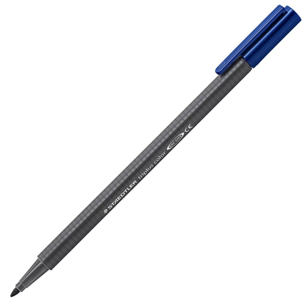 Staedtler 323-8 triplus Fibre-tip Pen, Triangular Shaft, in a Cardboard Box, Washable, Approximately 1 mm, 10 Pieces, Gray