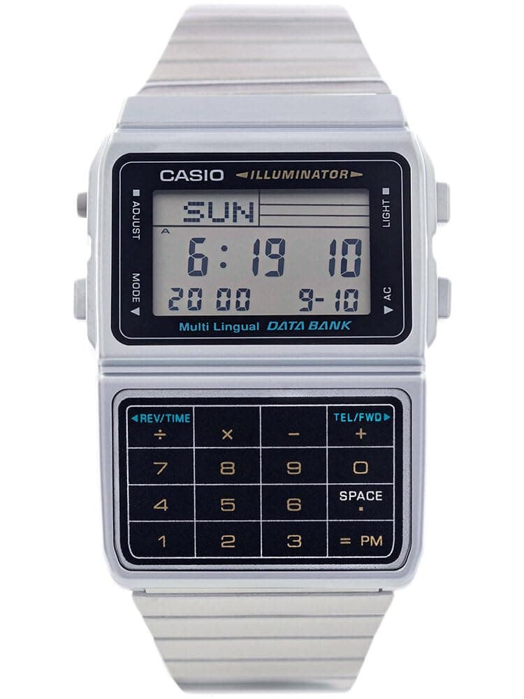 DBC-611-1D - Databank - Unisex Watch - Digital Quartz - LCD Dial - Grey Steel Strap, LCD/Grey, Bracelet