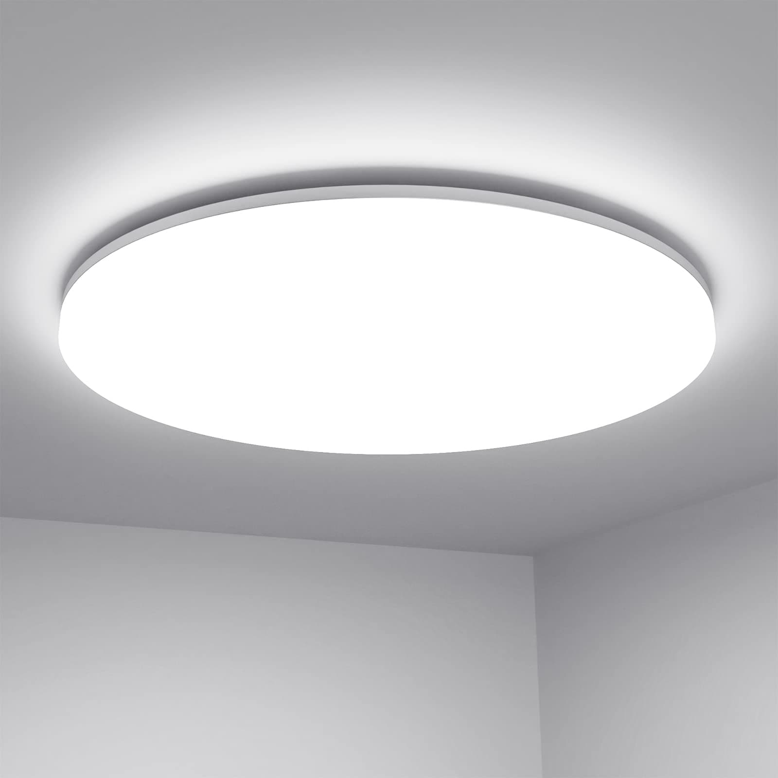 Lighting EVER Plastic Flush Mount Ceiling Light Fixture,Waterproof Ip54 13Inch Led,24W(2X100W Equivalent)2400Lm Non Dimmable Ceiling Lamp For Living Room,Hallway