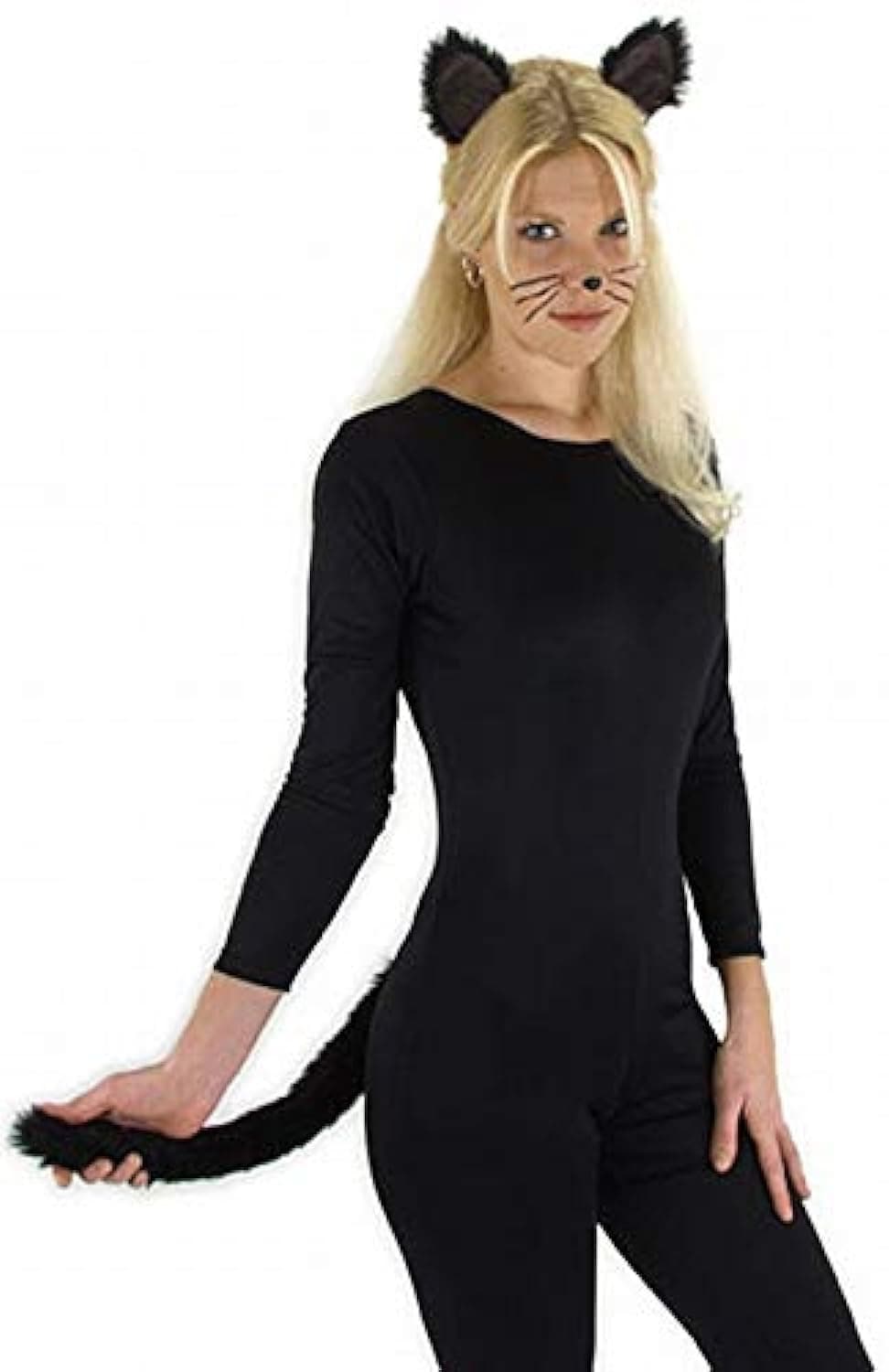 Black Cat Ears Headband and Tail Costume Accessory Kit