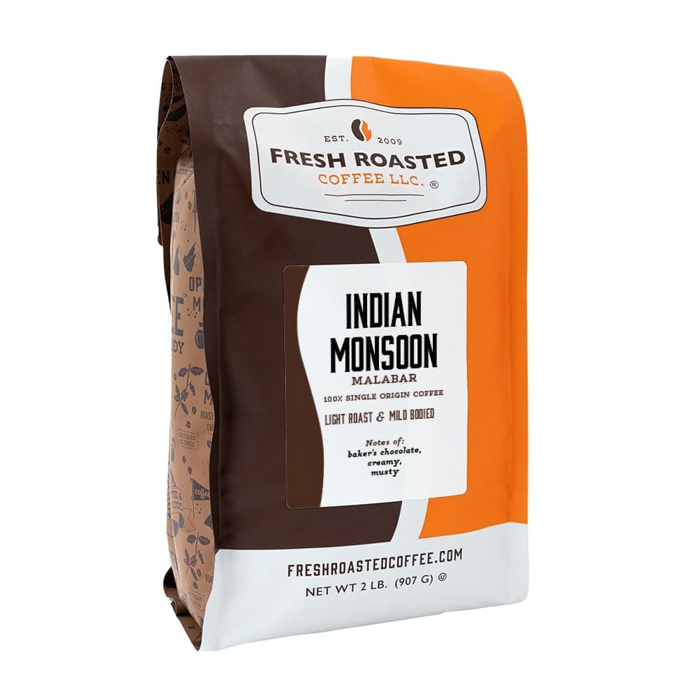 Indian Monsoon Malabar, 2 lb (32 oz), Light Roast, Kosher, Whole Bean