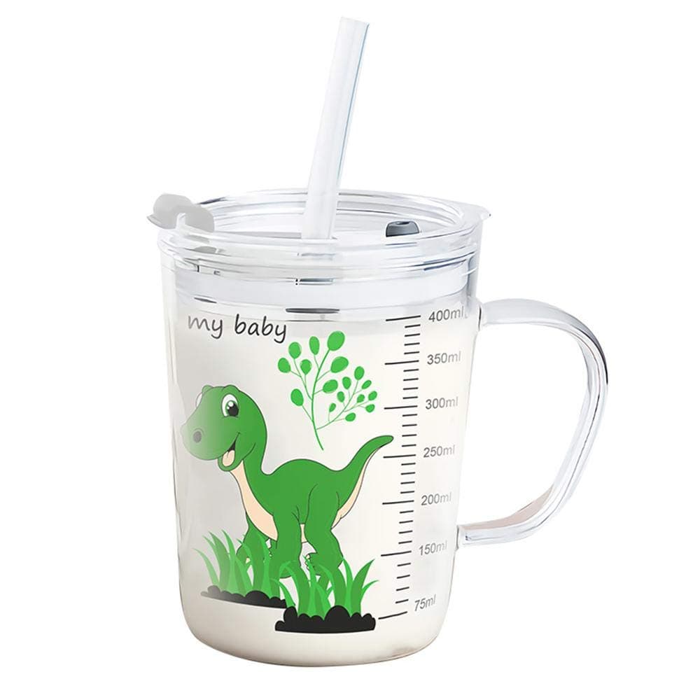 Kid's Leak-proof Regular Scale Heat-Resistant Drinking Cups With Lid And Straw (Transparent)