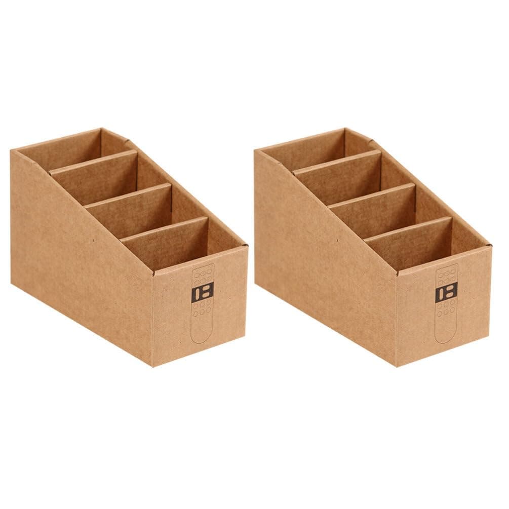 CHILDWEET 2pcs Storage Box Cubby Cubes Desktop Media Storage Holder Makeup Storage Containers Cosmetic Desk Organizer Pet Toy Container Sundry Containers Paper Wooden Office Carton