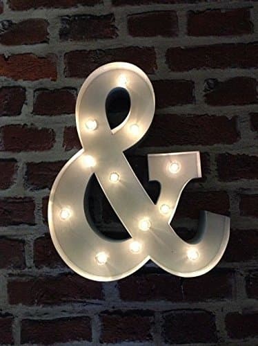LED Carnival Circus Wedding Marquee Large 33cm Light Up White Metal Alphabet Letter & Ampersand Symbol Wall Sign - Wall Mounted or Free Standing