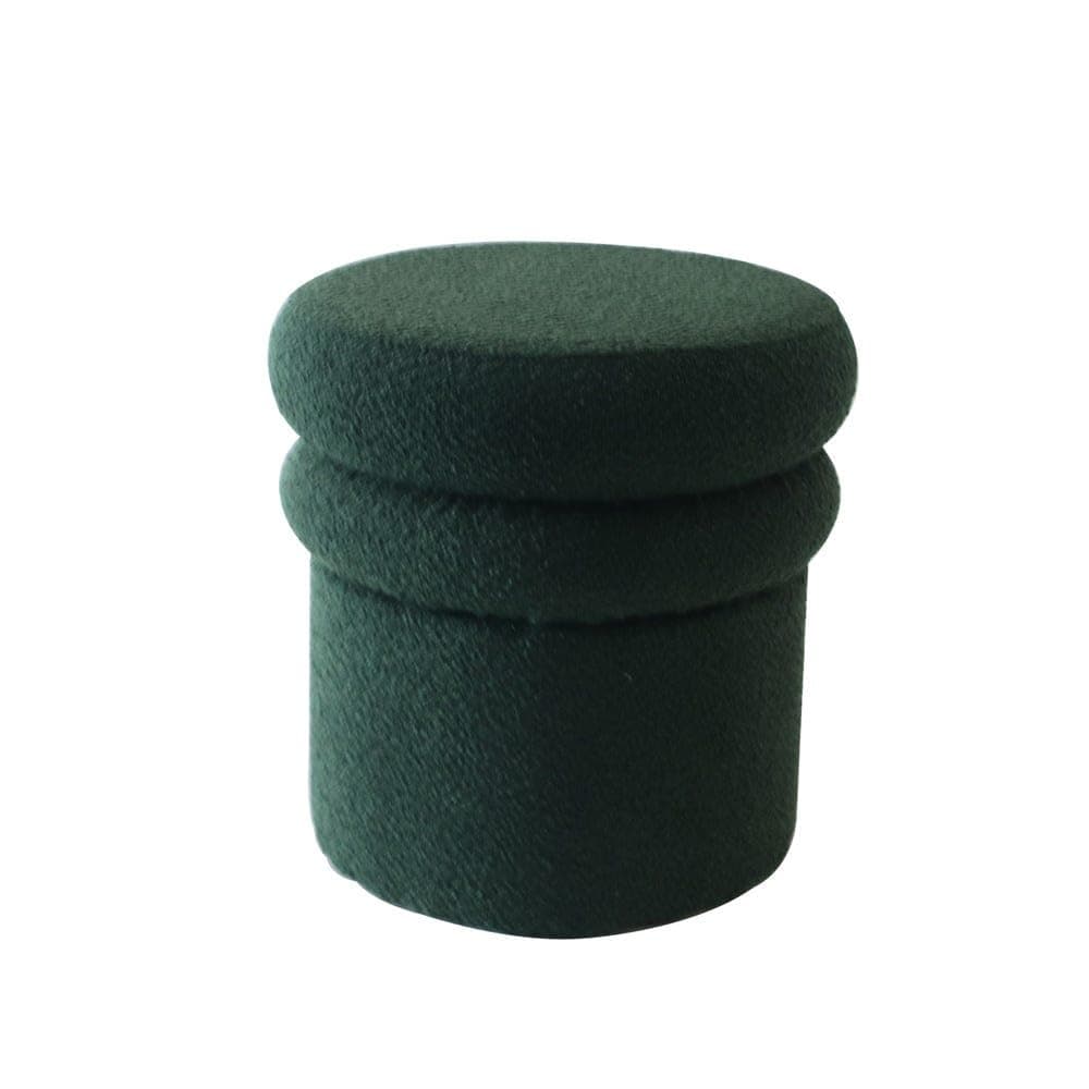 Danube Home Thawin Fabric Pouf | Multi-Functional Ottoman Chair | Soft Upholstered Footrest | Modern Furniture For Living Room 43X43X42 cm - Green