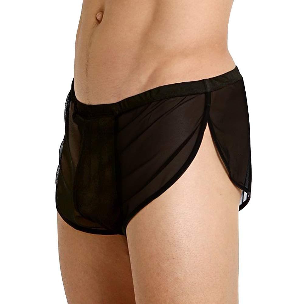 palglgMens Mesh Shorts See Through with Large Split Sides Active Boxers Underwear