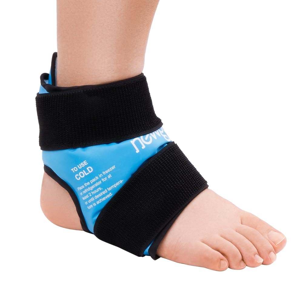 NEWGO Ankle Ice Pack Wrap for Injuries Reusable, Hot Cold Therapy Gel Foot Ice Pack for Pain Relief, Ankle Swelling, Achilles Tendinitis, Plantar Fasciitis, Sprained (Two-Sided Light Blue)