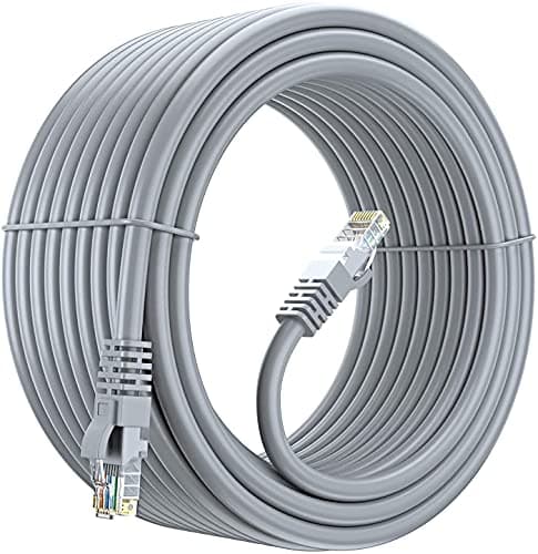 Cat7 Ethernet 1M Cable Pure Bare Copper Double Shielded Outdoor & Indoor Lan Wire Heavy Duty High Speed Solid 24 AWG Network Cable 10Gbps, 600Mhz, Weatherproof S/FTP UV Resistant For Modem (15M)