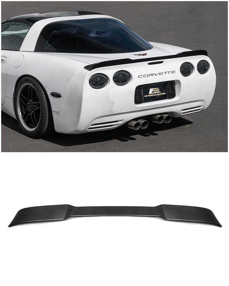 Replacement for 1997-2004 Chevrolet Corvette C5 All Models | ZR1 Extended Style Rear Trunk Lid Wing Spoiler (ABS Plastic - Matte Black)