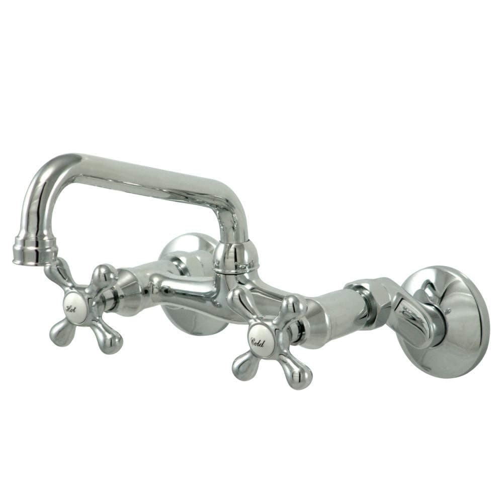 KS213C Kingston Two Handle Wall Mount Kitchen Faucet, Polished Chrome