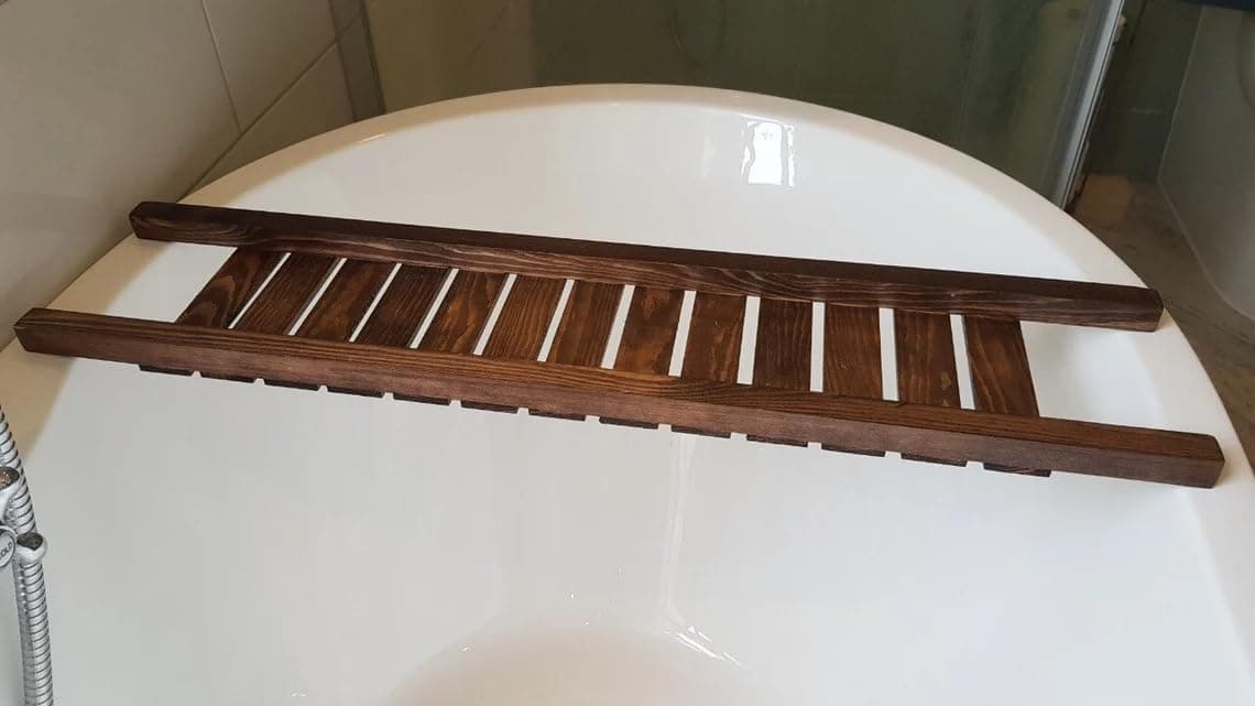 RuPS Modern Solid Wood Bathtub Tray/Bath Caddy/Bath Shelf for Bathroom, Pool, Premium Spa Home Light Weight Shelf, Wooden Shower Shelf/Bath Table, Pool Tray.