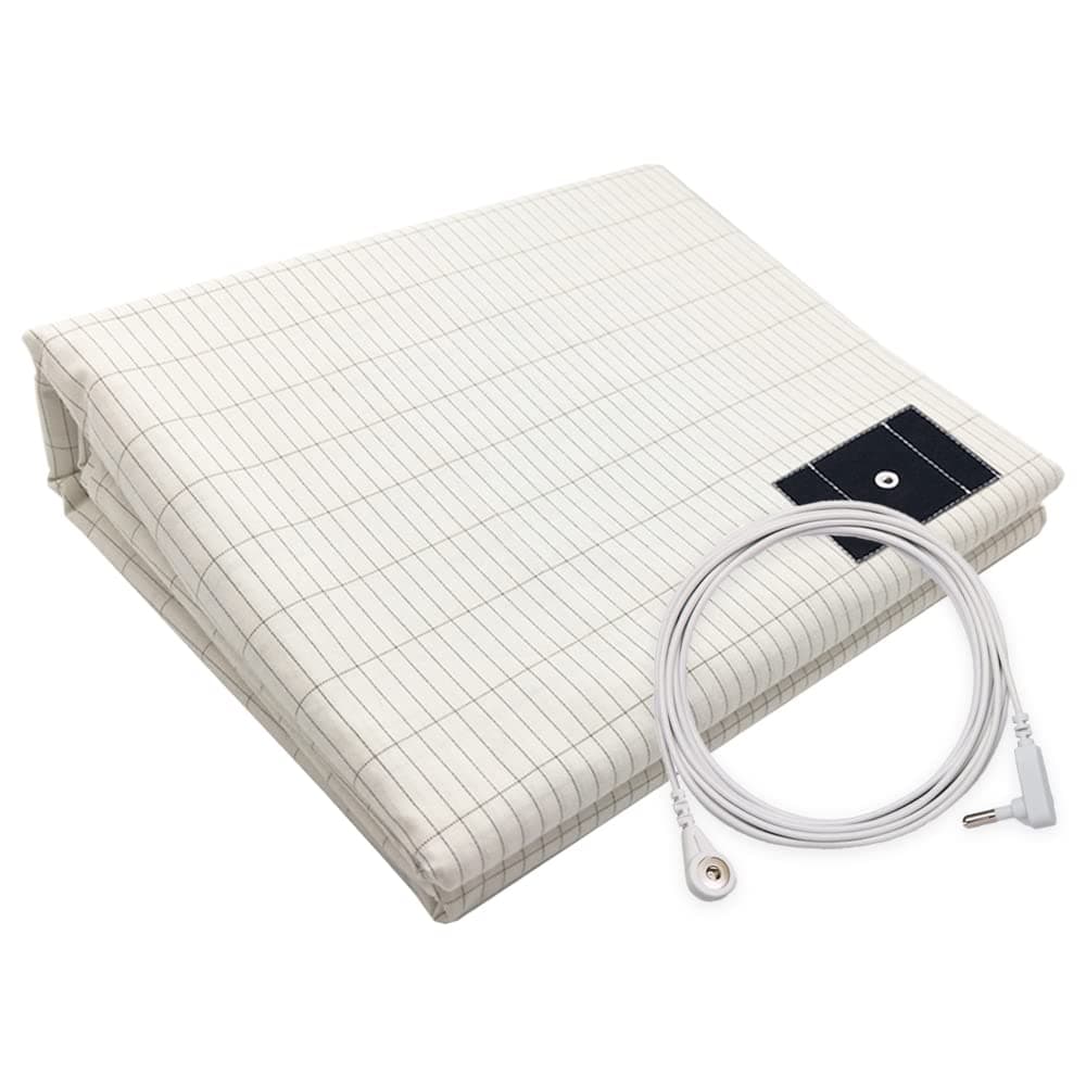 Earthing Sheets Silver Fiber Grounding Mat with Grounding Connection Cord Safe Sleep Therapy EMF Protection (76x80in)