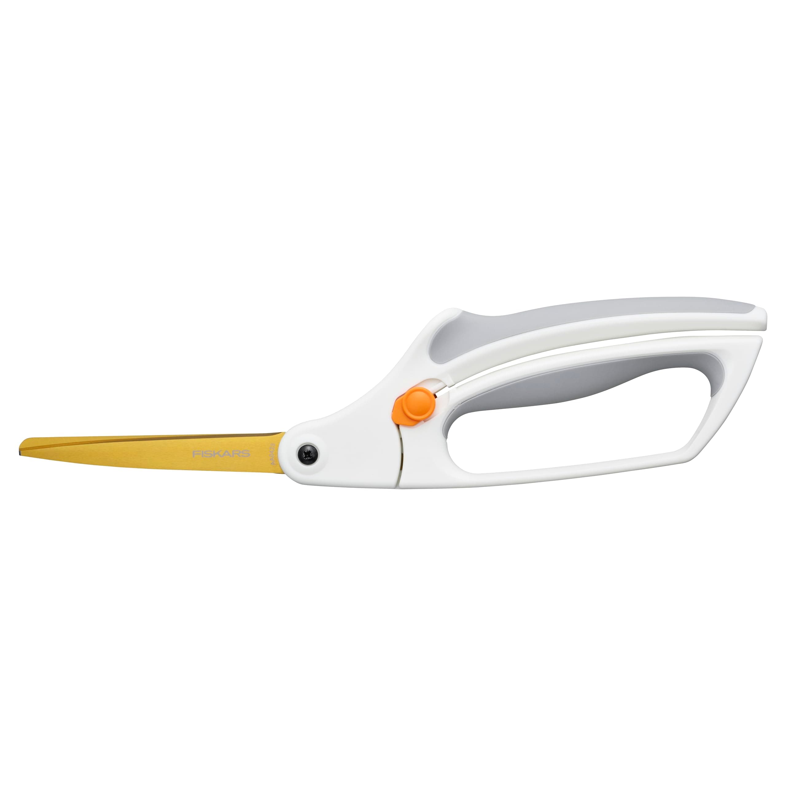 Easy Action Titanium Scissors, Spring-Assisted Craft Scissors for Paper and Cardboard, Bent Handle Reduces Hand Fatigue, 8 Inch, White/Yellow
