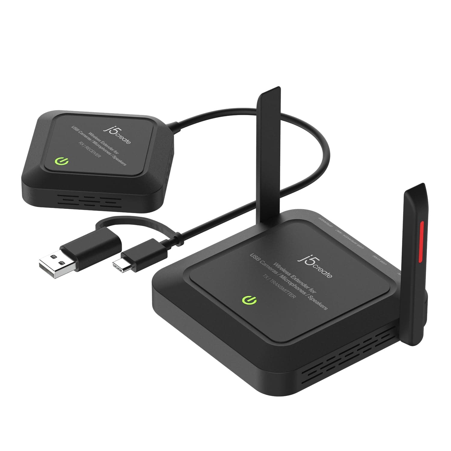 j5create Wireless Extender for USB Webcam, Microphones, or Speakers, Ideal for Streaming & Conferencing, No USB Mouse/Keyboard Compatibility (JVW120)