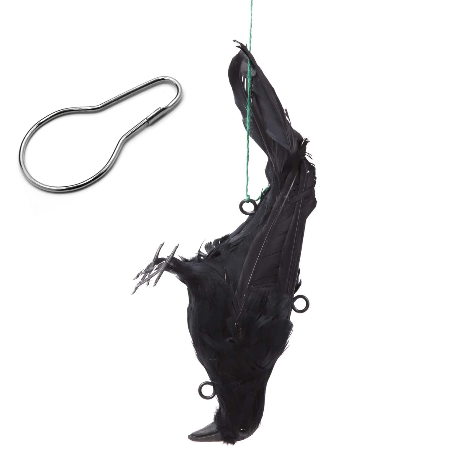 Get Rid of Crows,Realistic Hanging Dead Crows Decoy Lifesize Extra Large Black Feathered Crow 12 inch Length