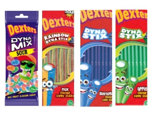 Dexters Dyna Stix Blue Raspberry Flavor Candy Sticks Halal 180 G (Pack of 12)