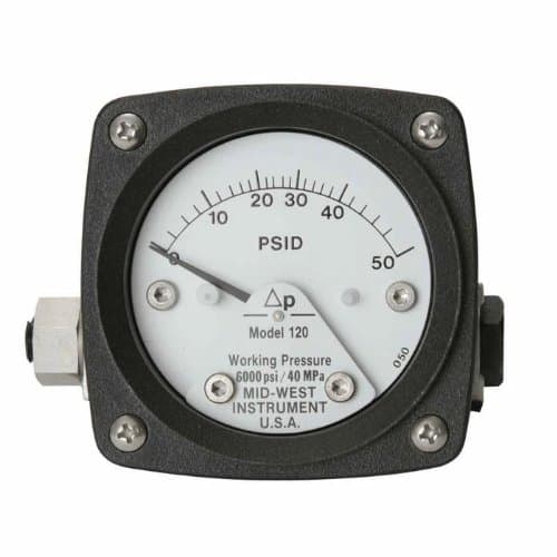 Mid-West Instrument120-SA-00-OO-110P Piston Type 2.5" Differential Pressure Gauge, 110 psi, SS