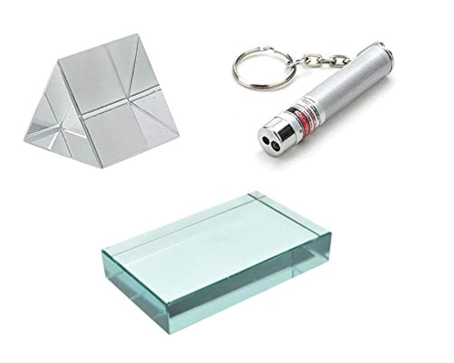 VITSZEE Science Experiment DIY Kit 50 X 50 MM Equilateral Glass Prism, Glass Slab Ans Laser Light, School College Practical (Regular Quality)