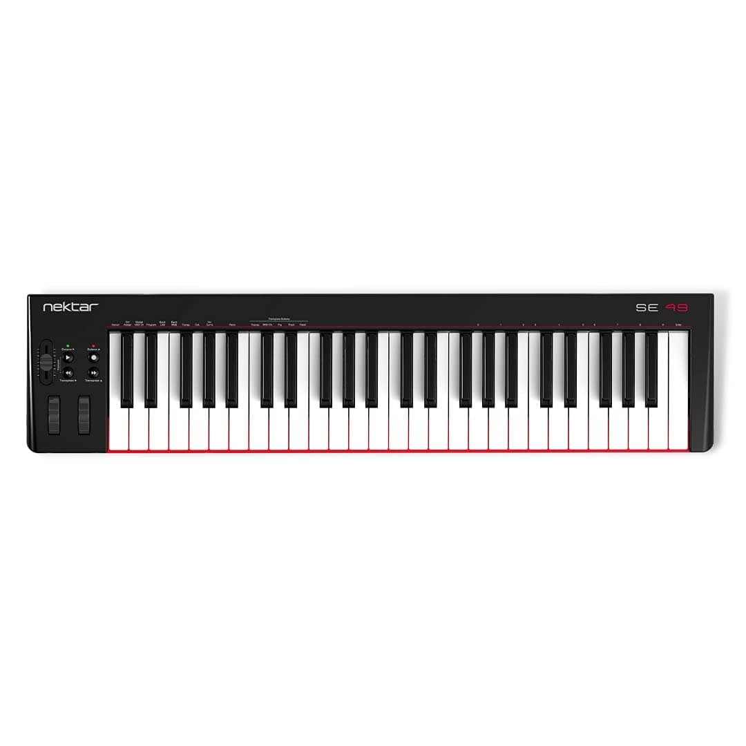 SE49 49-Key Full-Size Velocity-Sensitive USB Midi Keyboard Controller with Nektar DAW Integration and Free Professional Recording Software