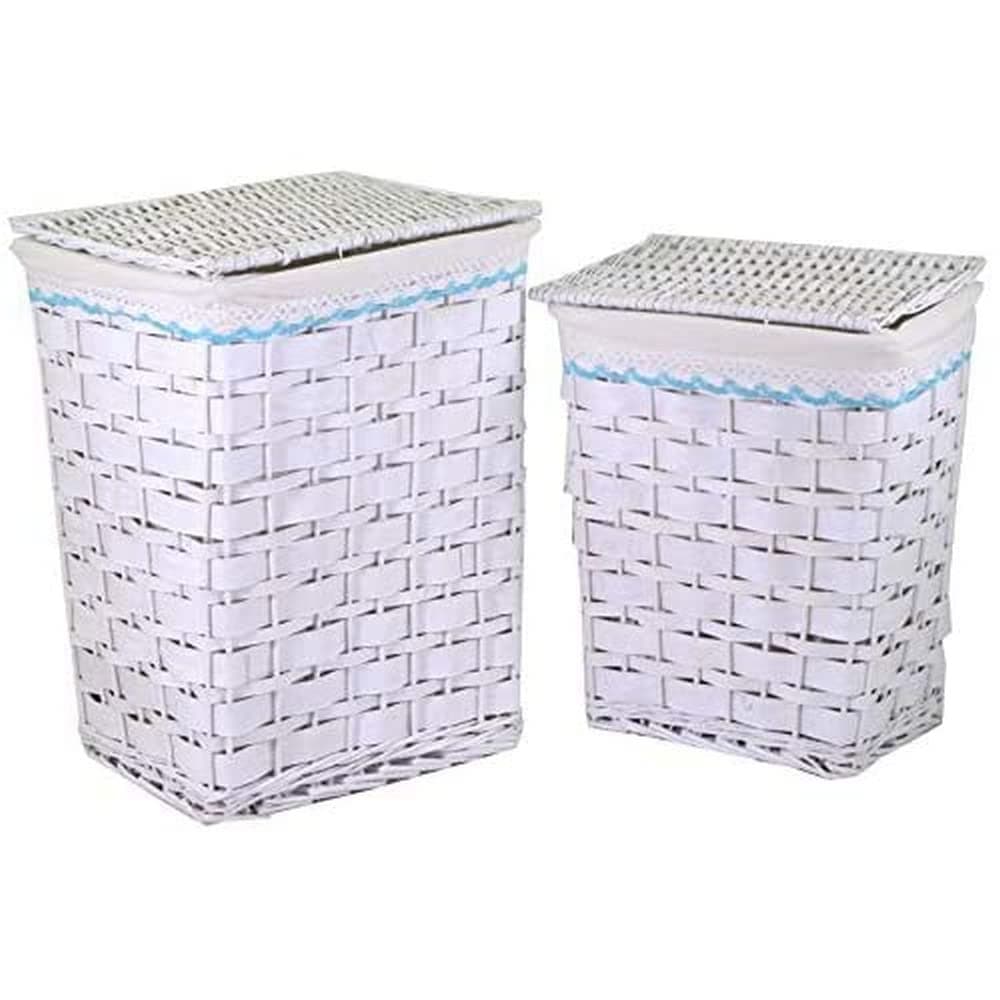 Vacchetti 1917580000 Basket, Wicker, White Blue, Medium, 2 units