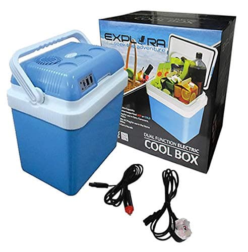 Explora® 24L Electric Cool Box Cooler Hot Cold Portable Dual-Function 2-in-1 With 12V DC & 240V AC Adaptors