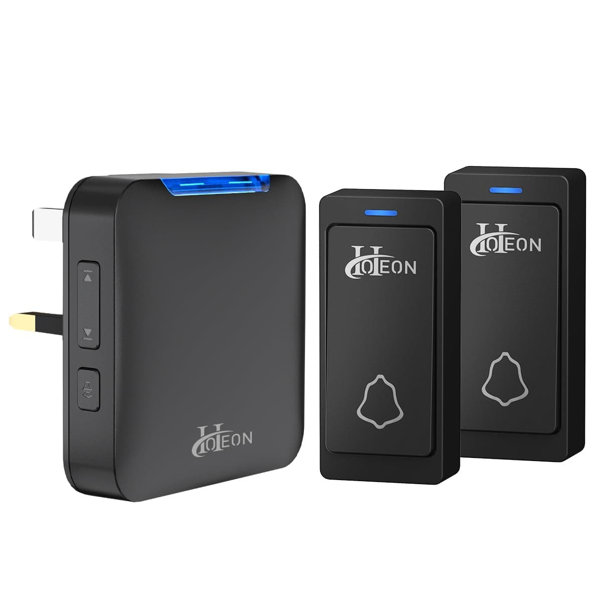 – Wireless Doorbell for Home - 5 Adjustable Volume with 32 Chimes & LED Flash, 1000Ft Range, Easy Installation (1 Receiver + 2 Push Button, UK Plug)