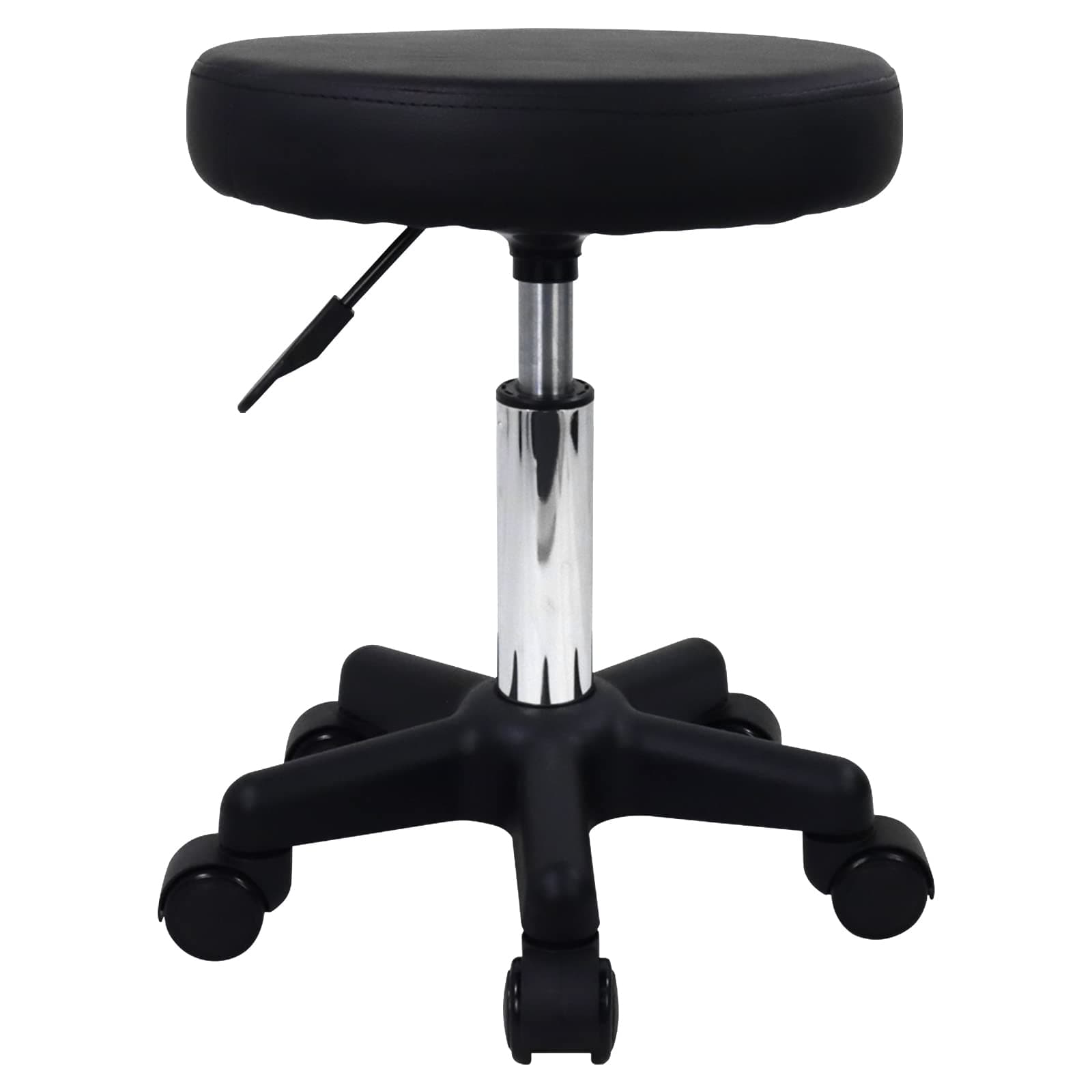 FURWOO Round Rolling Stool Height Adjustable Stool with Wheels for Spa Salon Massage Black