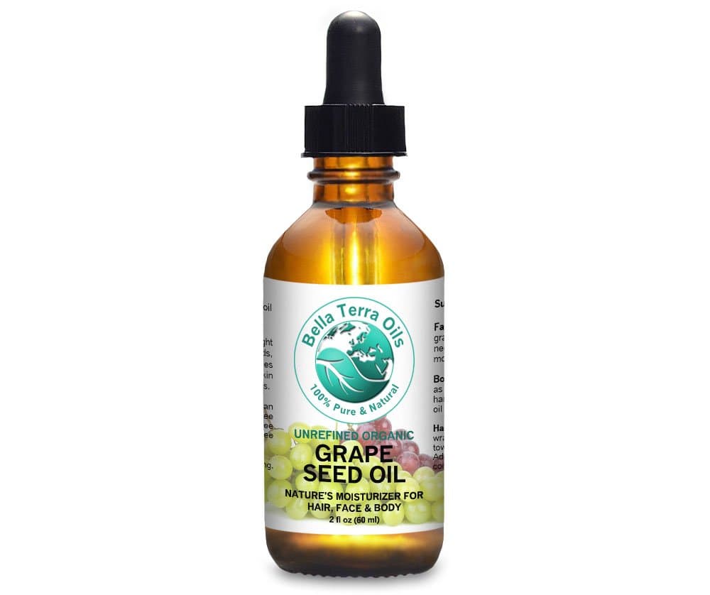 Bella Terra OilsOrganic Grape Seed Oil 2 oz - Cold-Pressed, Abundant in Vitamin E & C, Linoleic Acid, Omega-6 Fatty Acids, A Luxurious Elixir for Radiant Skin